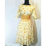 Vintage 1950s / 1960s Chiffon Polka Dot Dress–Union made