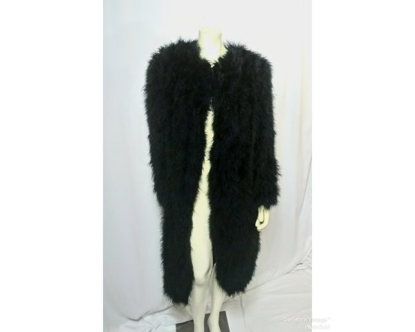 Vintage 1980's Sonia Rykiel Black Marabou Feather Coat