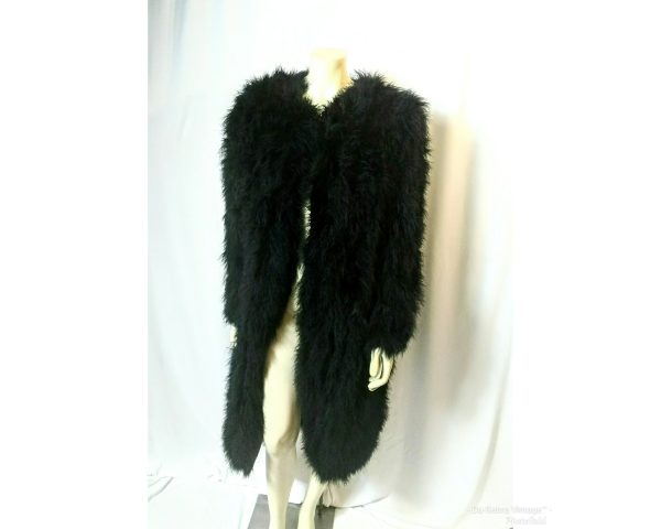 Vintage 1980's Sonia Rykiel Black Marabou Feather Coat