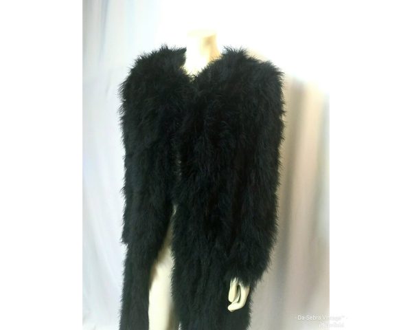 Vintage 1980's Sonia Rykiel Black Marabou Feather Coat